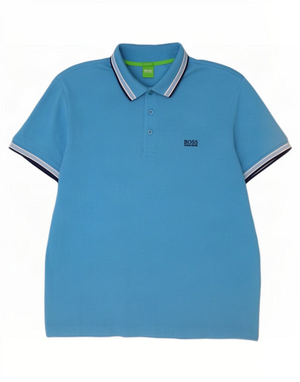 Hugo Boss Mens Polo Shirt 2XL Blue Cotton