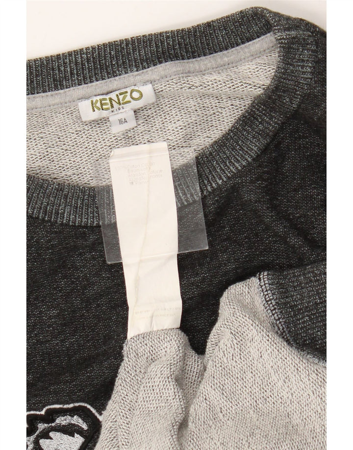 Kenzo Boys Grafisk Sweatshirt Jumper 15-16 år Grå Bomuld