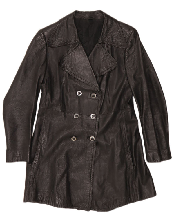 Vintage læderfrakke til kvinder UK 10 Small Black