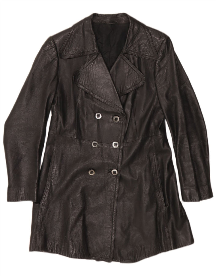 Vintage læderfrakke til kvinder UK 10 Small Black