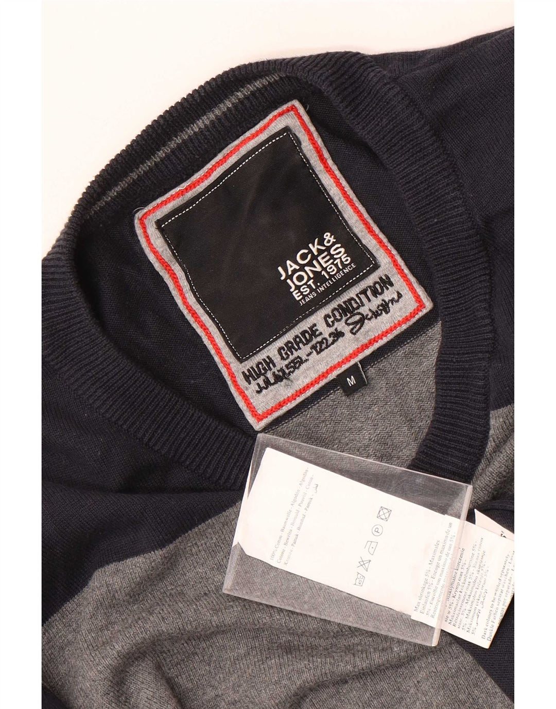 Jack & Jones Herre V-hals sweater Medium Marineblå Colourblock Bomuld