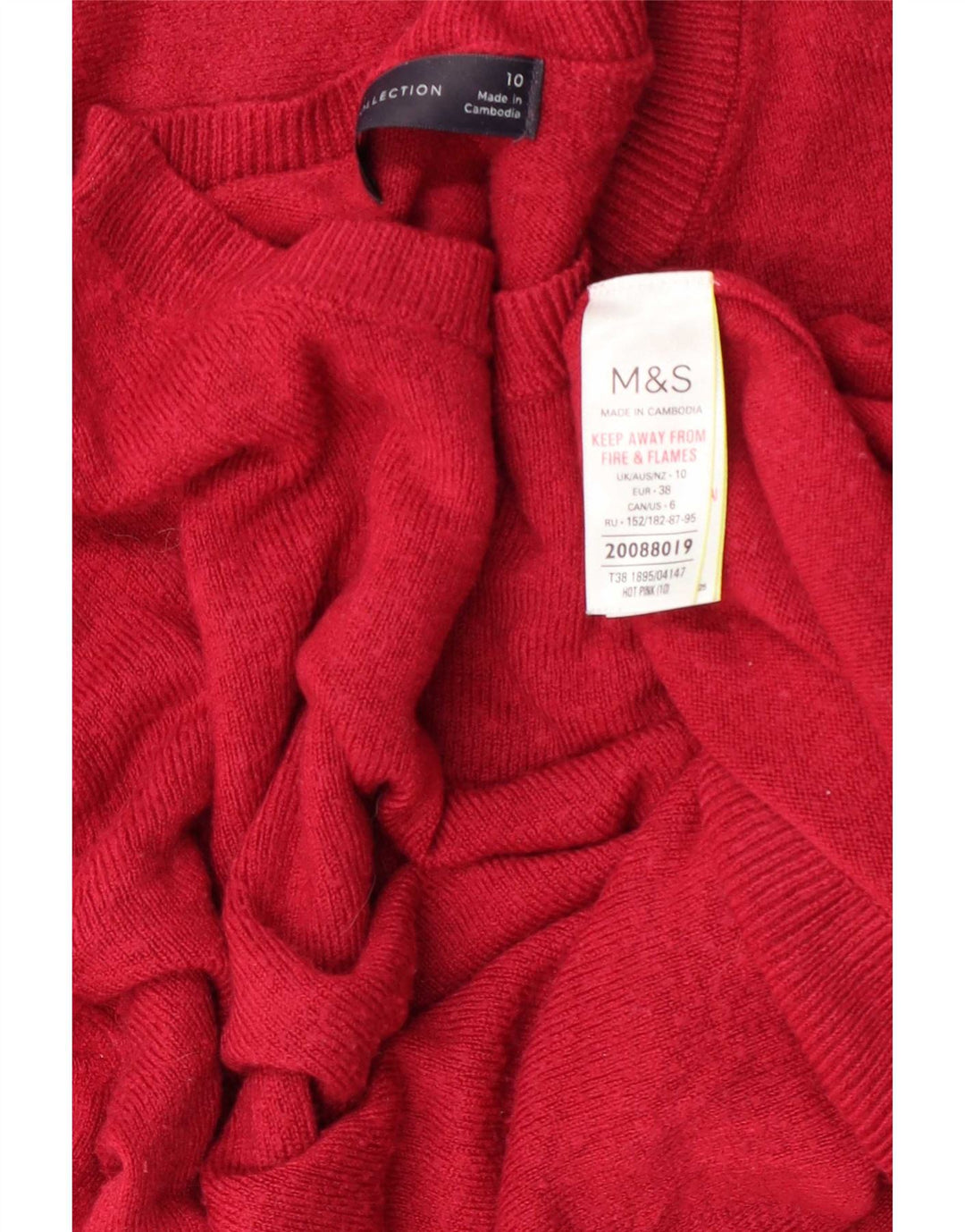 Marks & Spencer Dame sweater med rund hals DK 10 Lille rød akryl
