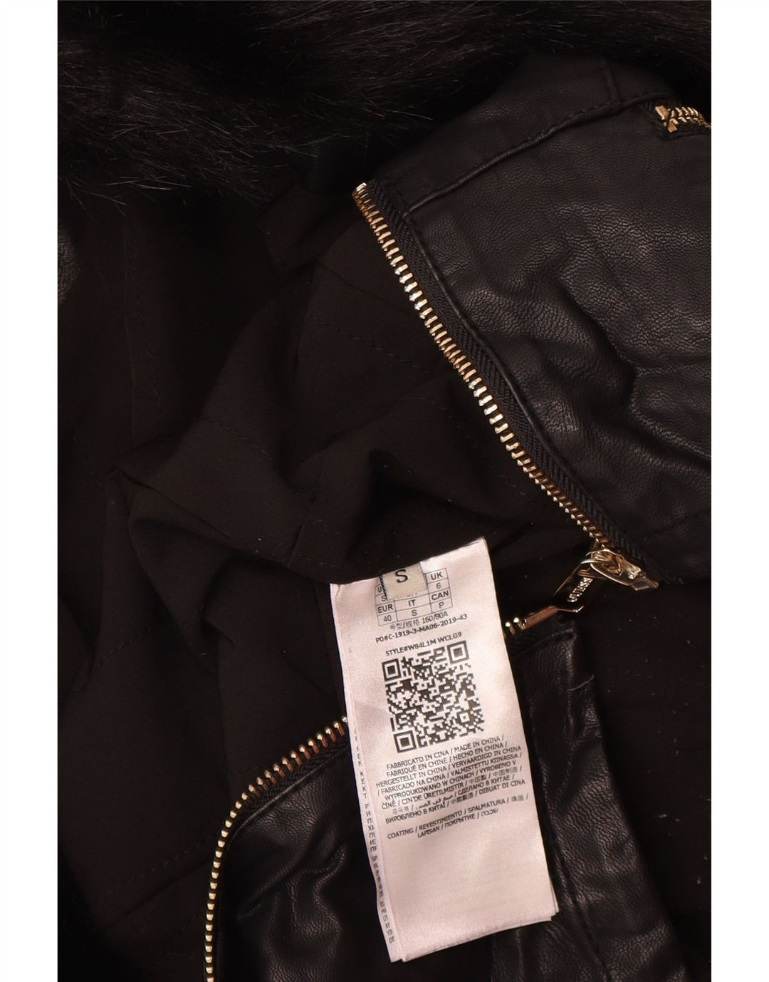 GUESS Bikerjakke i imiteret læder til kvinder UK 6 XS sort polyurethan