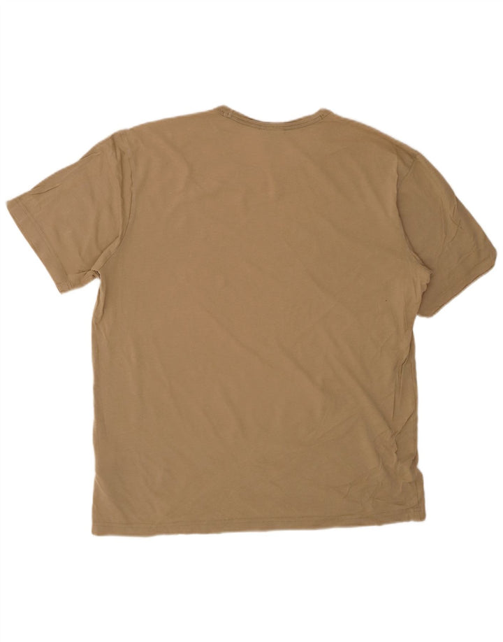 CHAMPION Mens Graphic T-Shirt Top Large Beige Cotton