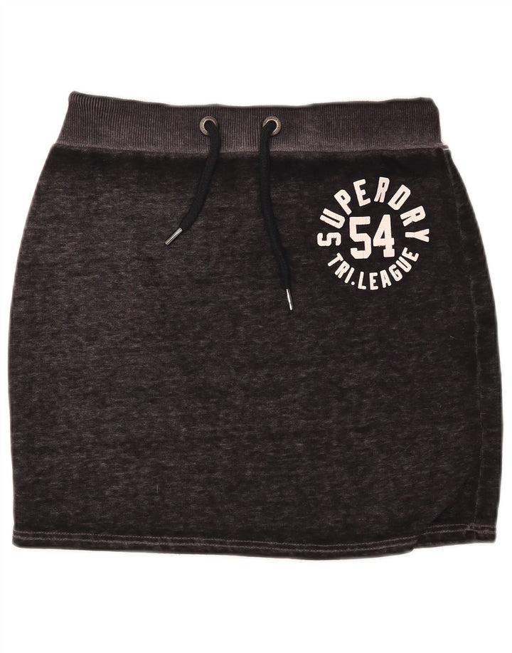 Superdry grafisk mininederdel til kvinder, medium W30, sort flækket bomuld
