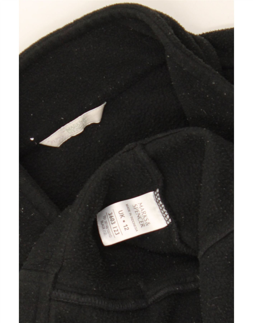 MARKS & SPENCER Womens Fleece Jacket UK 12 Medium  Black Polyester Vintage Marks & Spencer and Second-Hand Marks & Spencer from Messina Hembry 