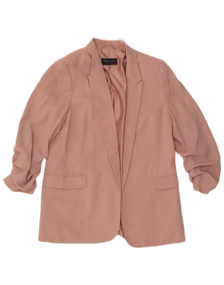 Marks & Spencer Womens Open Blazer Jacket UK 12 Medium Pink Polyester