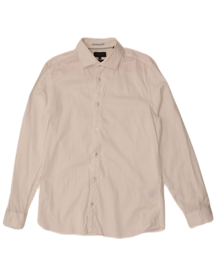 Ted Baker Herre Slim Fit skjorte str. 4 Stor hvid bomuld