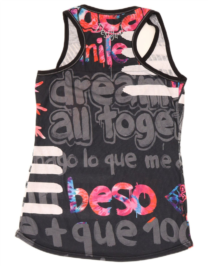 Desigual Kvinders Grafisk Vest Top UK 18 XL Sort Polyester