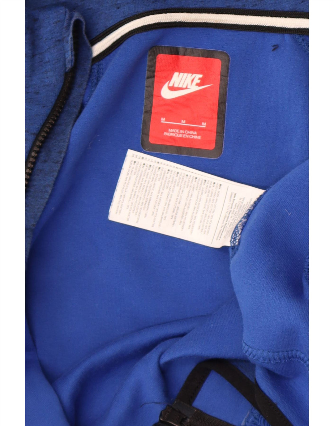 Nike hættetrøje med lynlås til mænd, medium blå flækket bomuld
