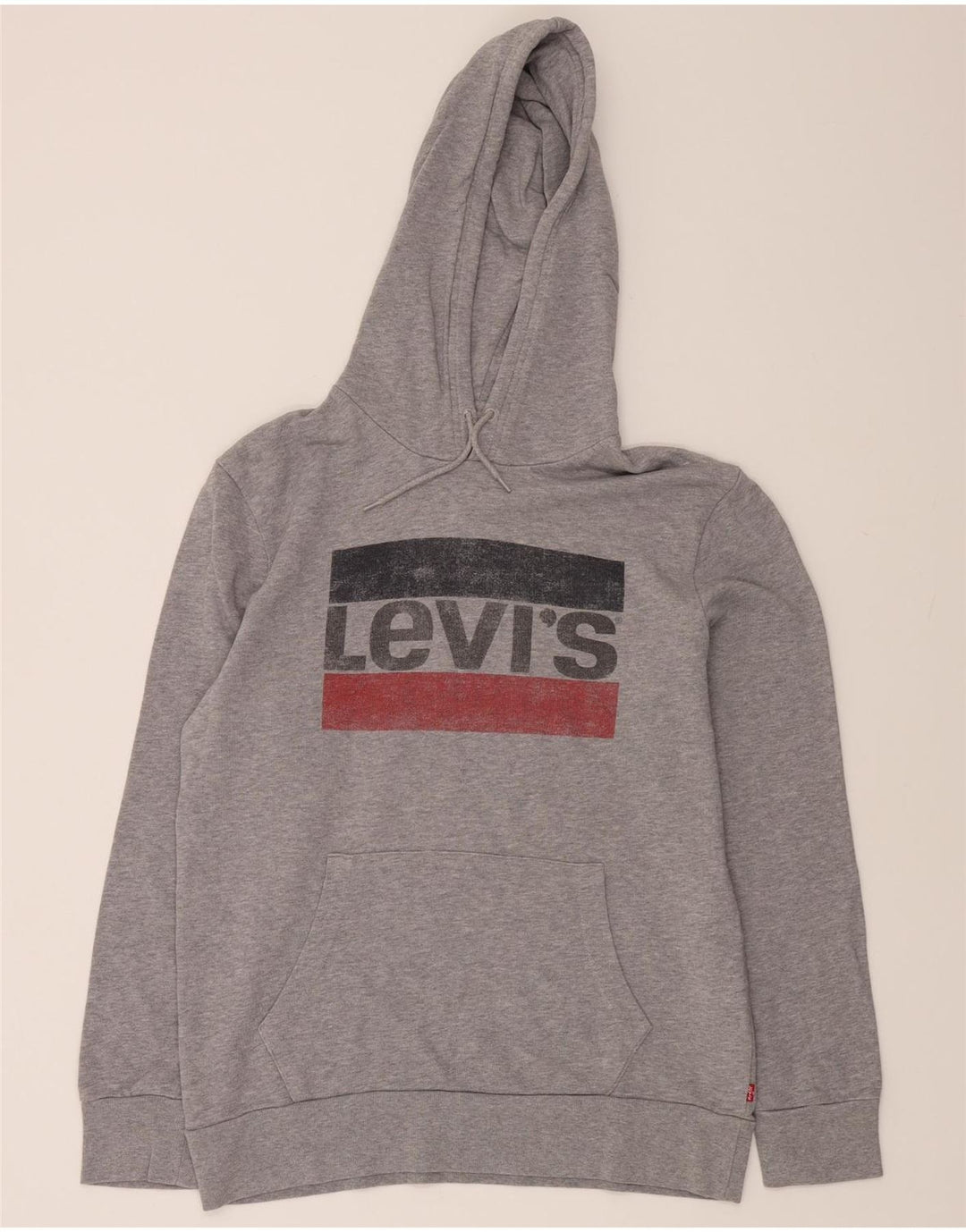 LEVI'S Mens Graphic Hoodie Jumper Medium Grey Cotton Vintage Levi's and Second-Hand Levi's from Messina Hembry 