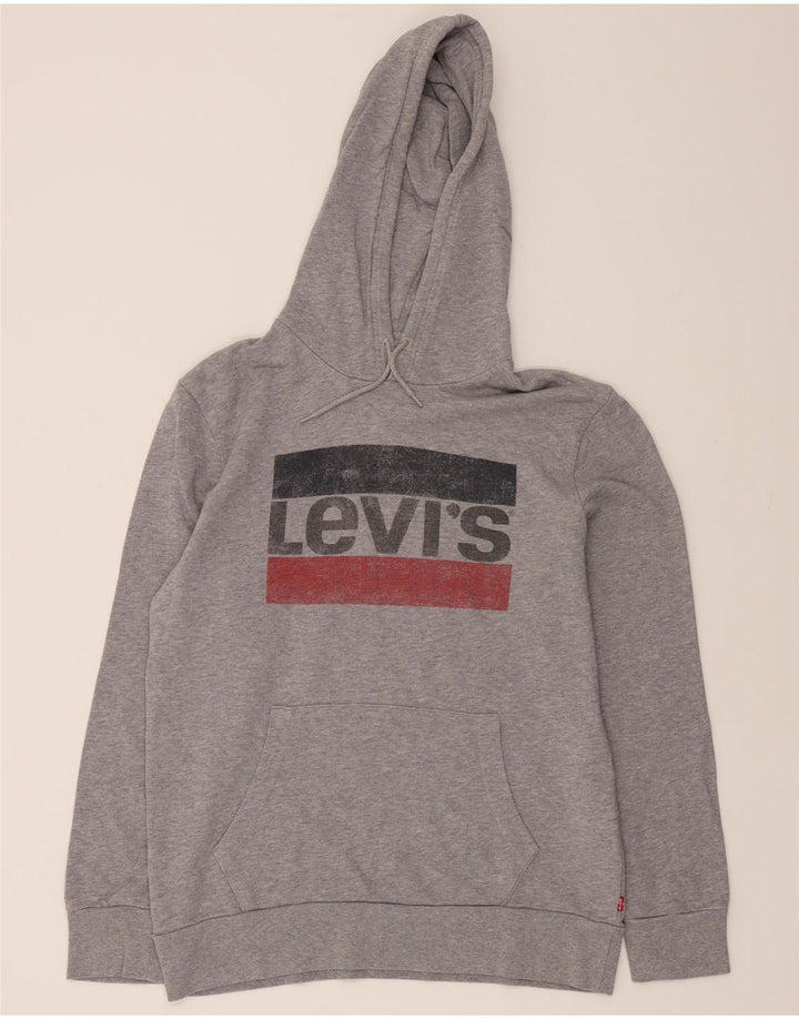 LEVI'S Mens Graphic Hoodie Jumper Medium Grey Cotton Vintage Levi's and Second-Hand Levi's from Messina Hembry 