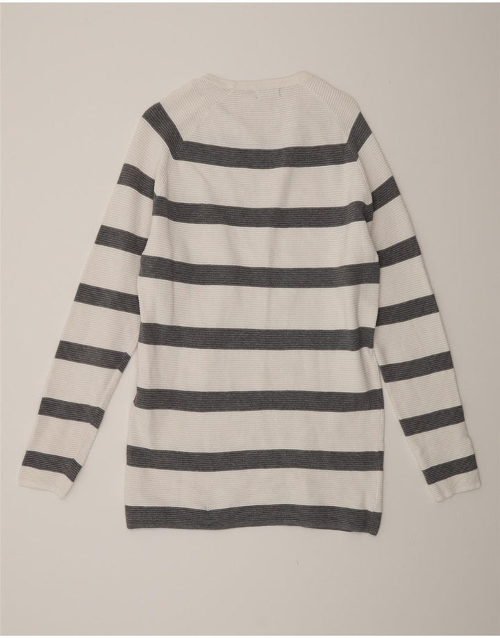 ZARA Herre Boat Neck Jumper Sweater Stor Hvidstribet