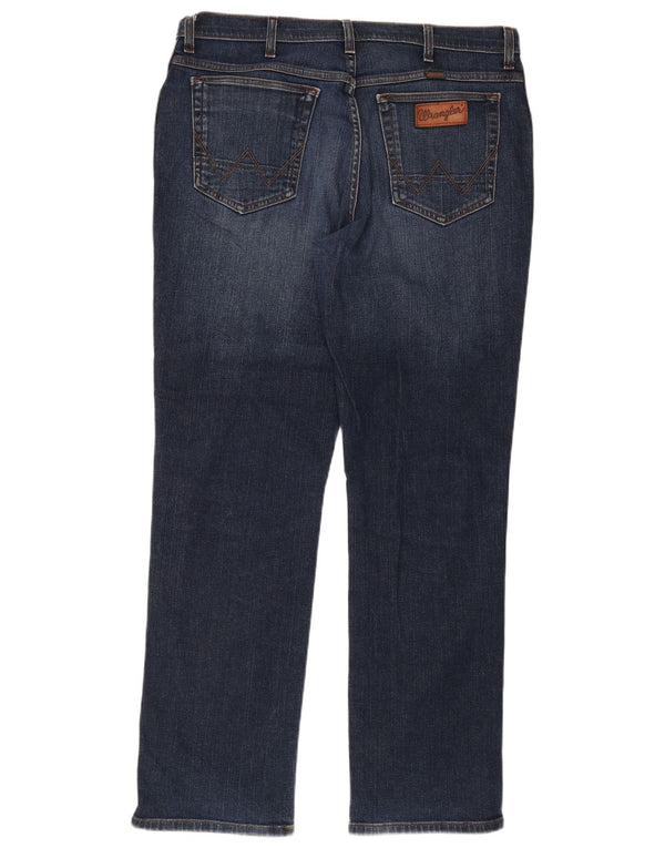 Wrangler Mens Texas Stretch Straight Jeans W38 L34 Navy Blue Cotton