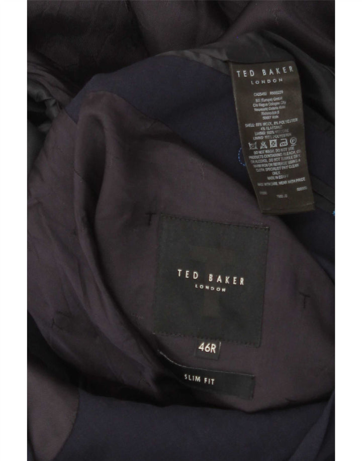 Ted Baker Herre Slim Fit 2-knaps blazerjakke UK 46 3XL Marineblå Uld