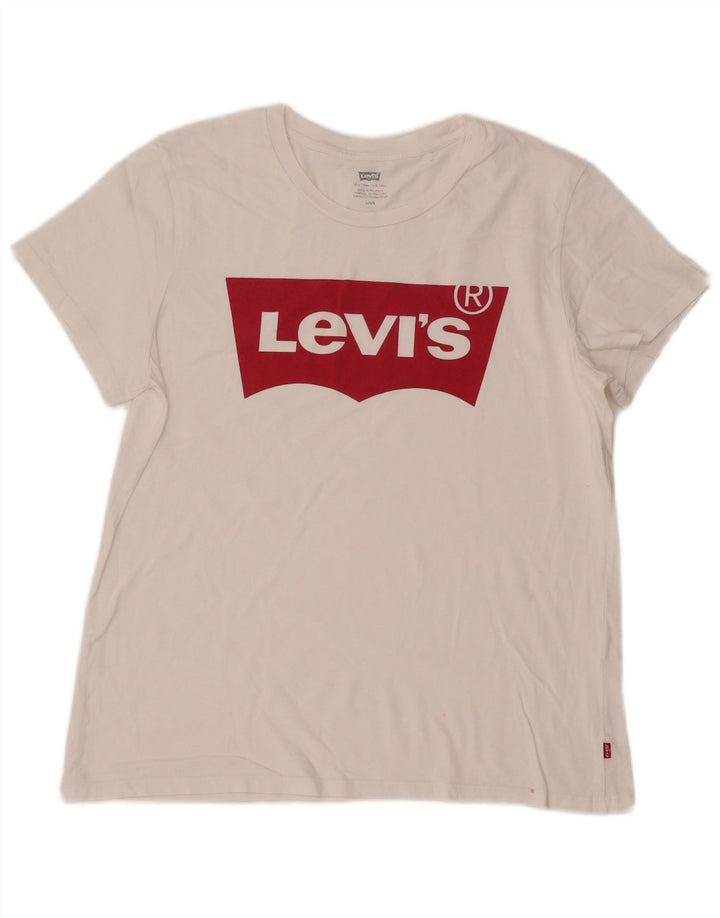 Levi's Dame Grafisk T-Shirt Top UK 16 Large White