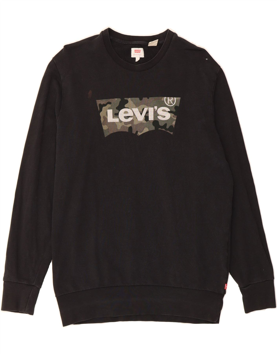 LEVI'S Mens Graphic Sweatshirt Jumper Large Black Cotton Vintage Levi's and Second-Hand Levi's from Messina Hembry 
