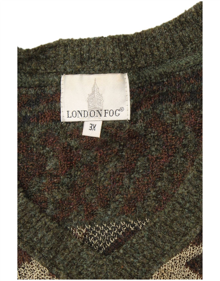 LONDON FOG Herre V-hals sweater 3XL Khaki Fair Isle