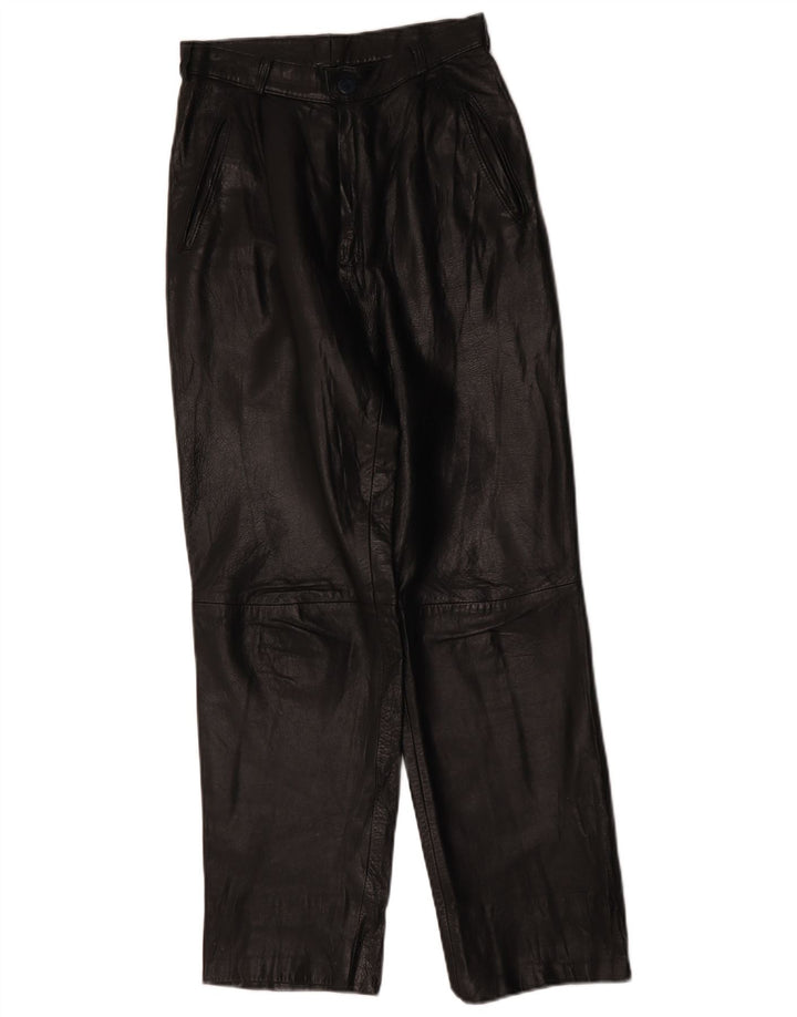 Vintage koniske læderbukser til kvinder W26 L27 Sort
