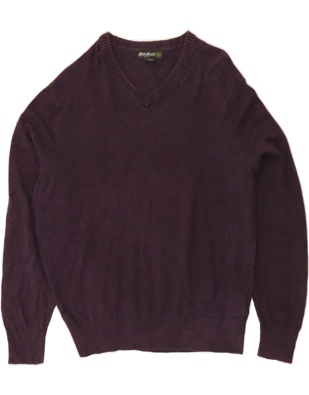 EDDIE BAUER Mens V-Neck Jumper Sweater Large Purple Cotton Vintage Eddie Bauer and Second-Hand Eddie Bauer from Messina Hembry 