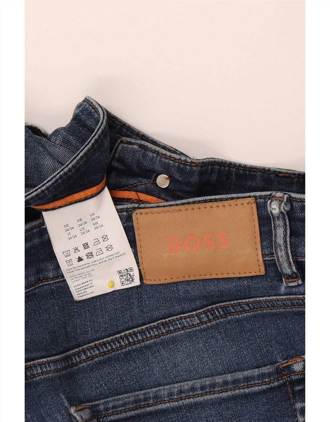Hugo Boss Herre Slim Jeans W34 L34 Marineblå Bomuld