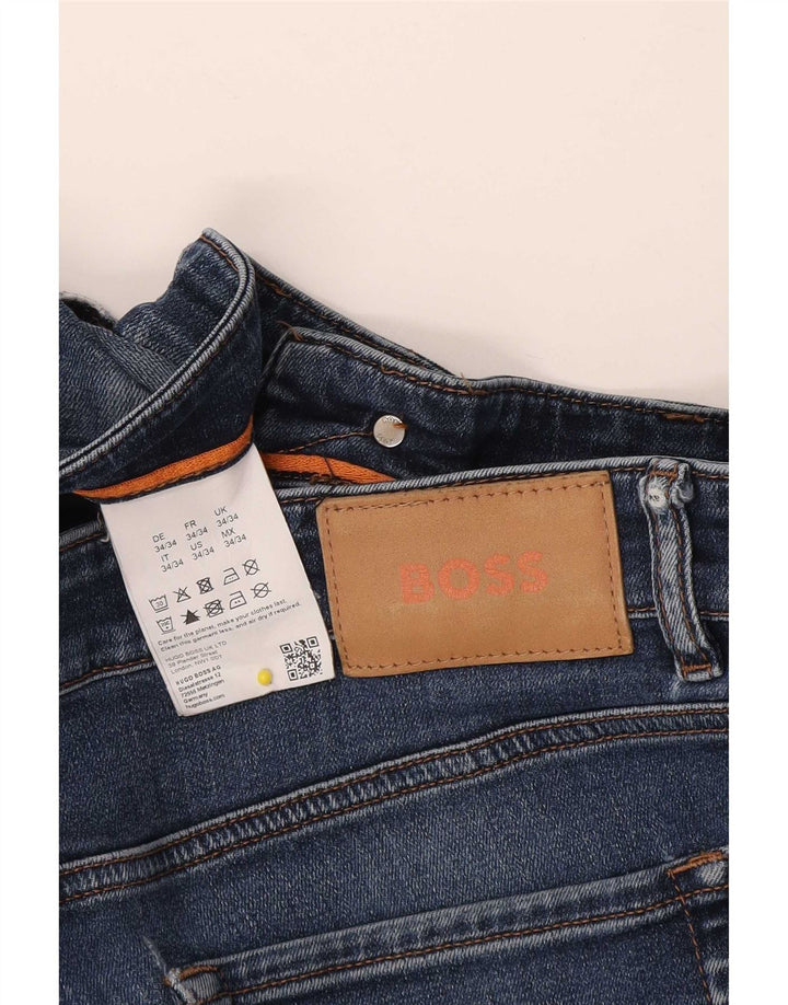 Hugo Boss Herre Slim Jeans W34 L34 Marineblå Bomuld