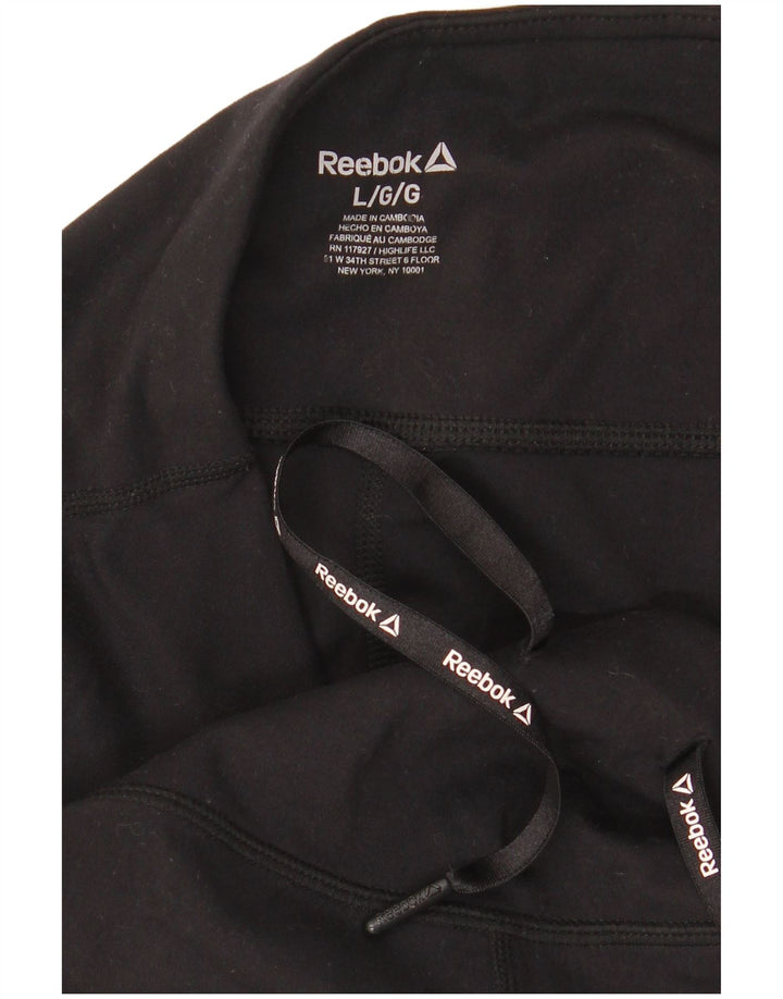 REEBOK Womens Graphic Tracksuit Trousers UK 16 Large  Black