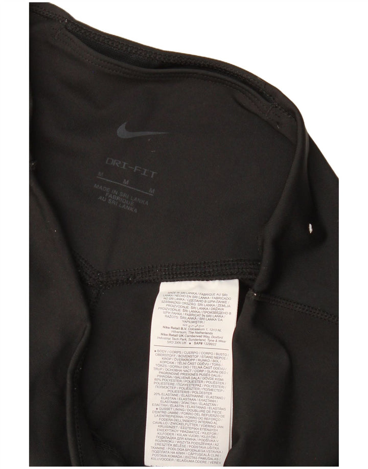 NIKE Dri Fit grafiske leggings til kvinder UK 12 Medium Black Polyester