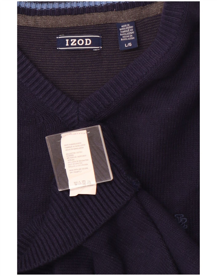 IZOD Herre V-hals sweater Stor marineblå bomuld
