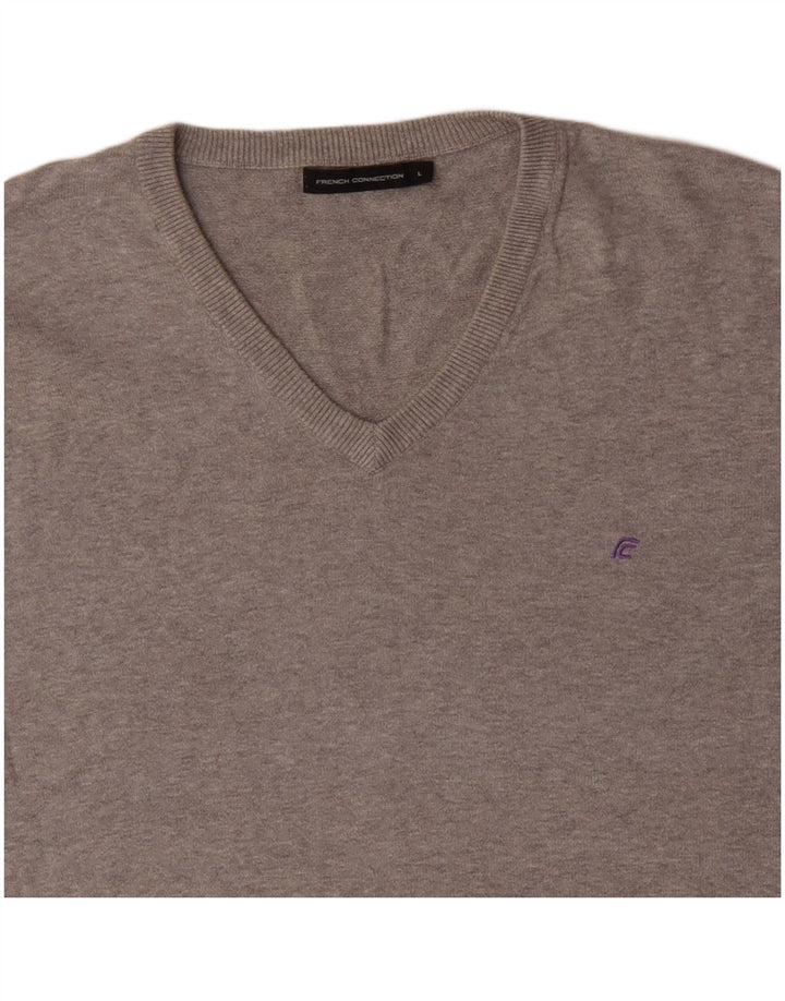 FRANSK FORBINDELSE Herre V-hals sweater Stor Grå Flecked Bomuld