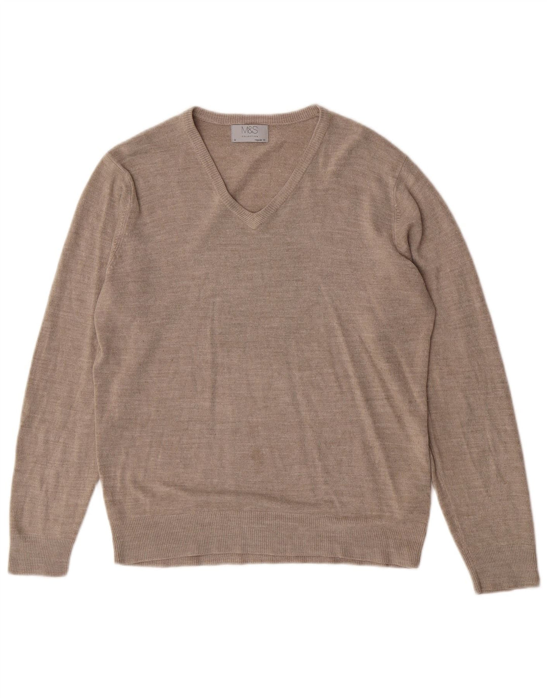 Marks & Spencer Herre Regular Fit V-hals sweater Medium Beige Flecked