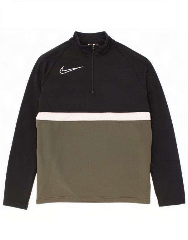 Nike Boys Dri Fit Pullover Træningsdragt Top 8-9 år Small Khaki Colourblock