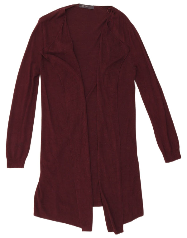 Marks & Spencer Dame Longline Open Cardigan Sweater UK 10 Small Burgundy