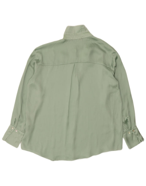 Zara Oversized skjortebluse til kvinder UK 14 Medium Green Polyester