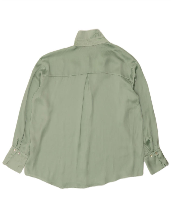 Zara Oversized skjortebluse til kvinder UK 14 Medium Green Polyester