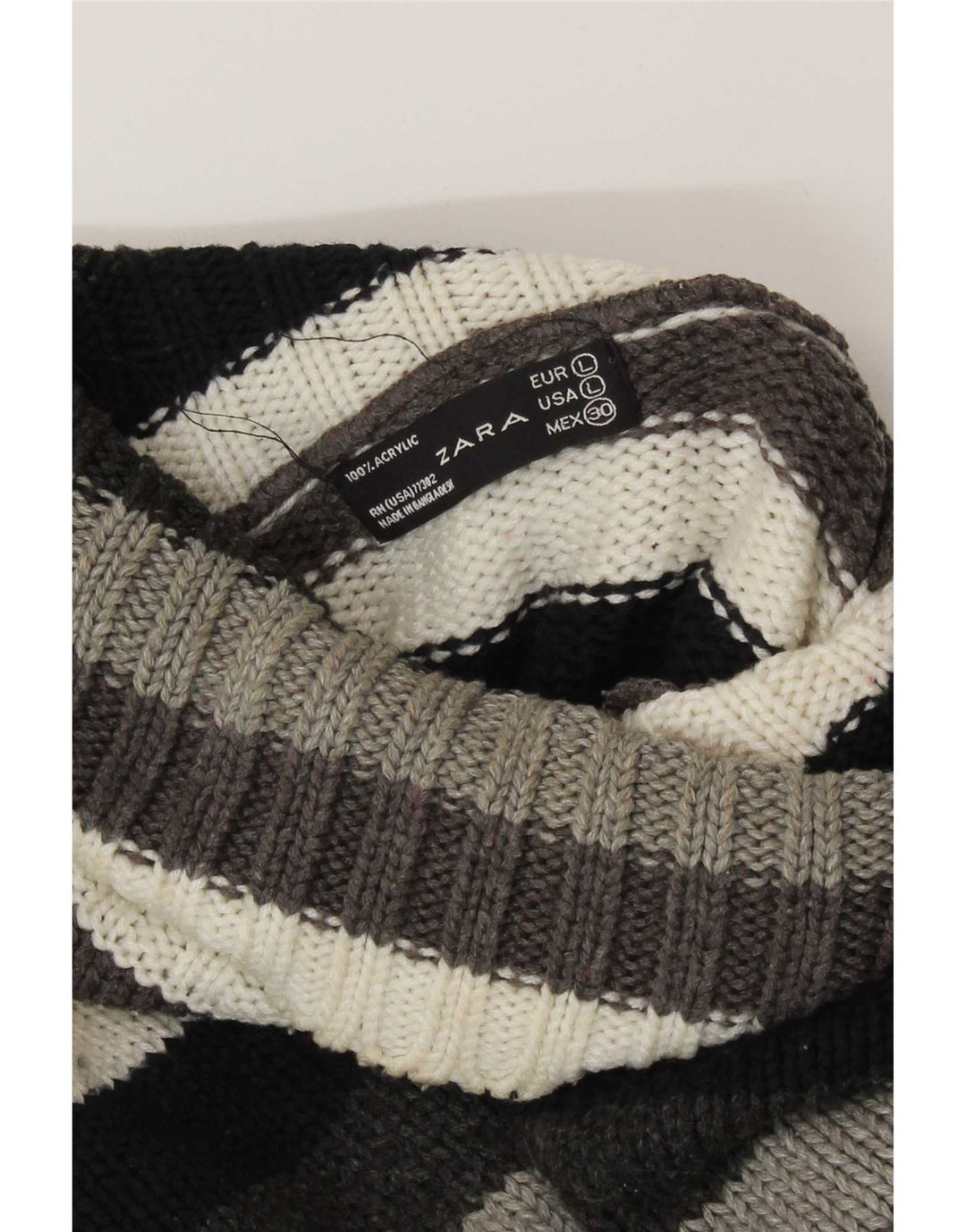Zara Womens Crop Roll Neck Jumper Sweater UK 14 Large Multicolored Striped