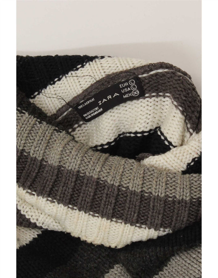 Zara Womens Crop Roll Neck Jumper Sweater UK 14 Large Multicolored Striped
