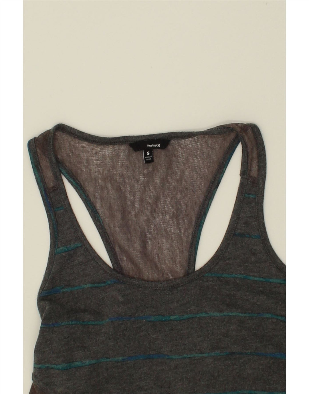HURLEY Womens Sleeveless A-Line Dress UK 8 Small Grey Striped Polyester Vintage Hurley and Second-Hand Hurley from Messina Hembry 