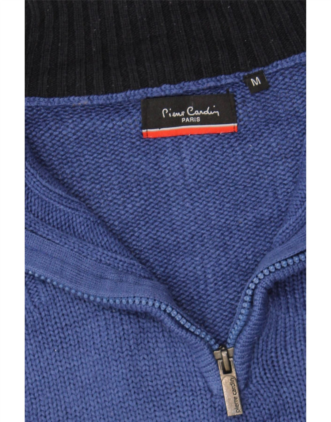 PIERRE CARDIN Womens Zip Neck Jumper Sweater UK 14 Medium Blue Acrylic Vintage Pierre Cardin and Second-Hand Pierre Cardin from Messina Hembry 