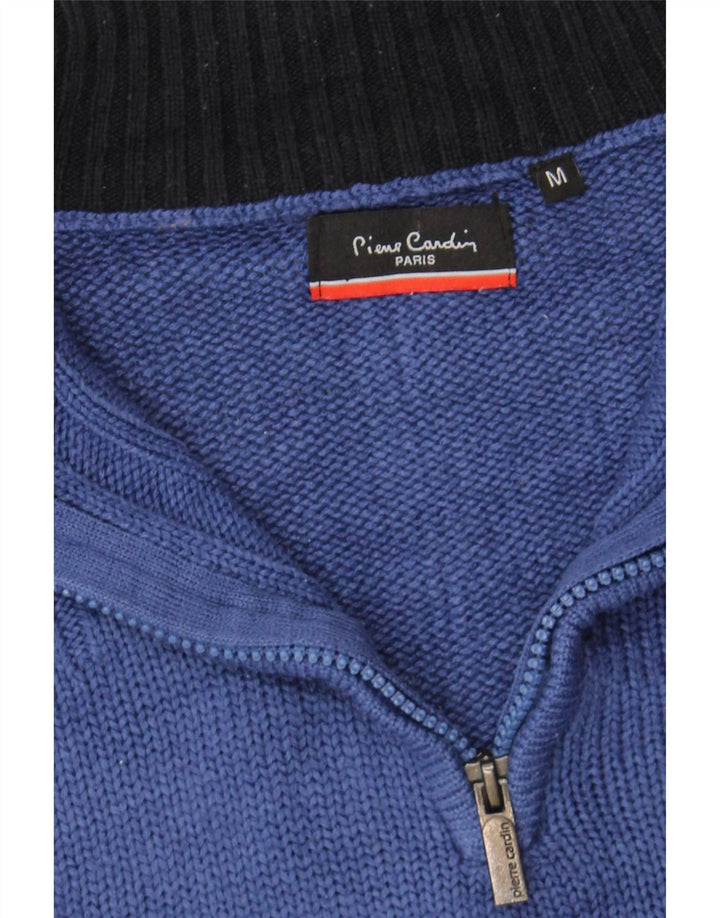 PIERRE CARDIN Womens Zip Neck Jumper Sweater UK 14 Medium Blue Acrylic Vintage Pierre Cardin and Second-Hand Pierre Cardin from Messina Hembry 