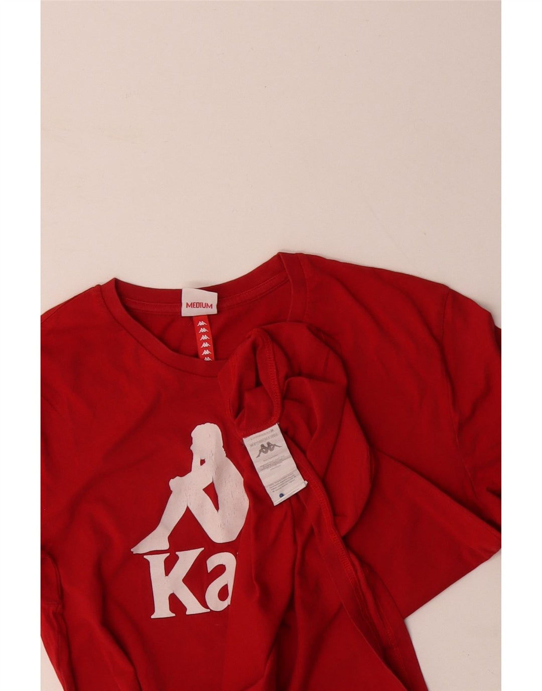 KAPPA Herre grafisk T-shirt Top Medium Rød Bomuld