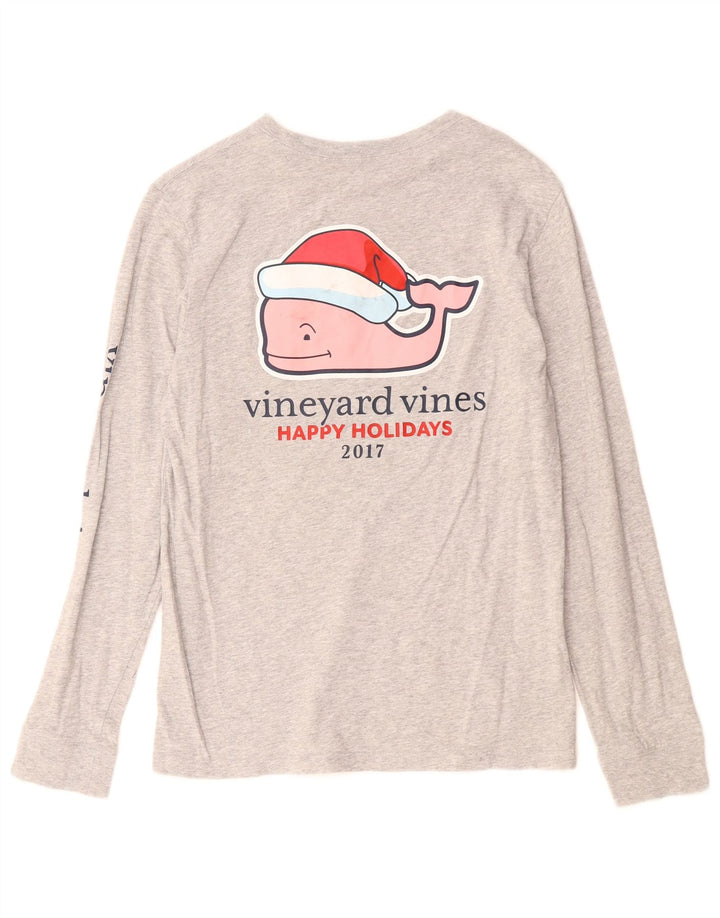 VINEYARD VINES Dame Grafisk Top Langærmet UK 14 Stor Grå Flecked