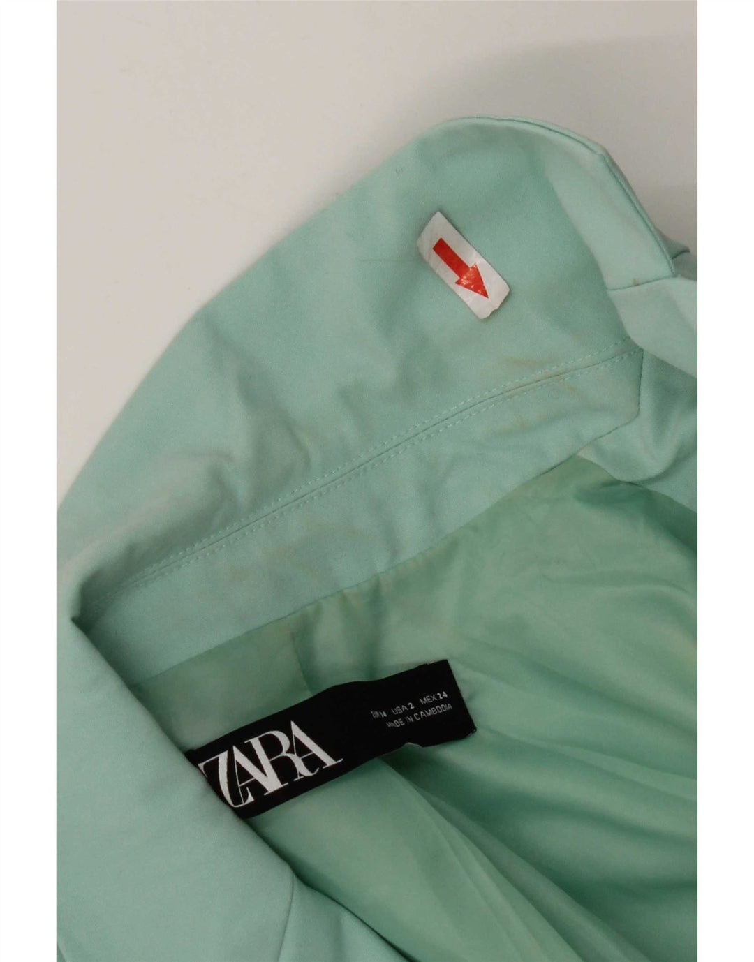 Zara Dame 1-knaps blazerjakke EU 34 2XS turkis polyester