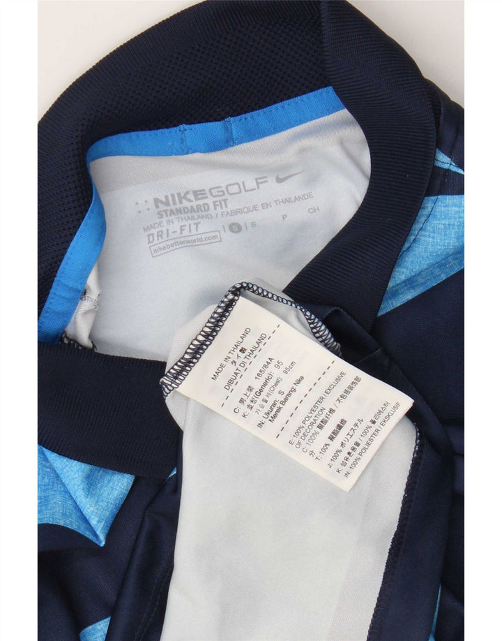 Nike Herre Dri Fit Standard Polo Shirt Lille blå stribet polyester