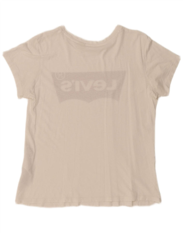 LEVI'S Grafisk T-shirt top til kvinder UK 16 Stor hvid bomuld