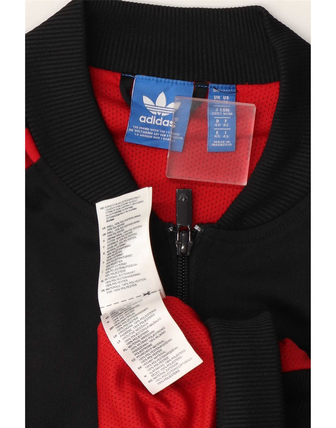 Adidas træningsdragt topjakke til kvinder UK 14 Stor sort Colourblock Polyester