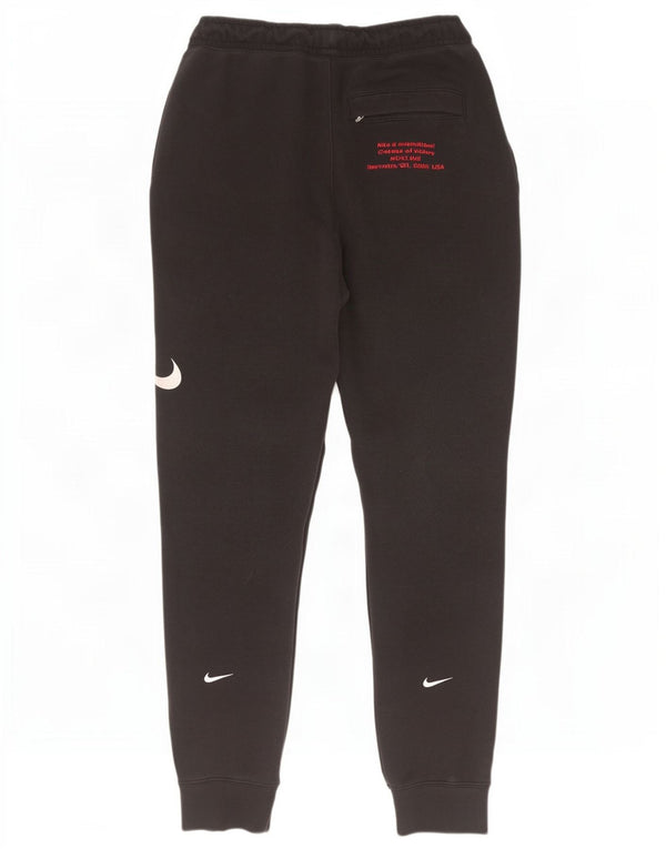 Nike Mens Swoosh Graphic Tracksuit Trousers Joggers Medium Black Cotton