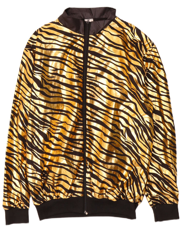 Vintage Womens Bomber Jacket UK 18 XL Gold Animal Print Polyester