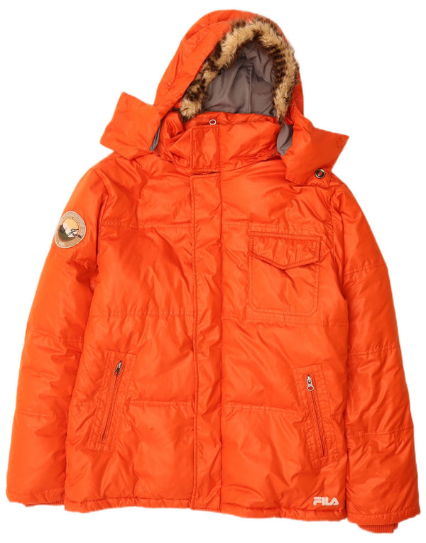 Fila Herre hættepolstret jakke UK 36 Small Orange Polyester