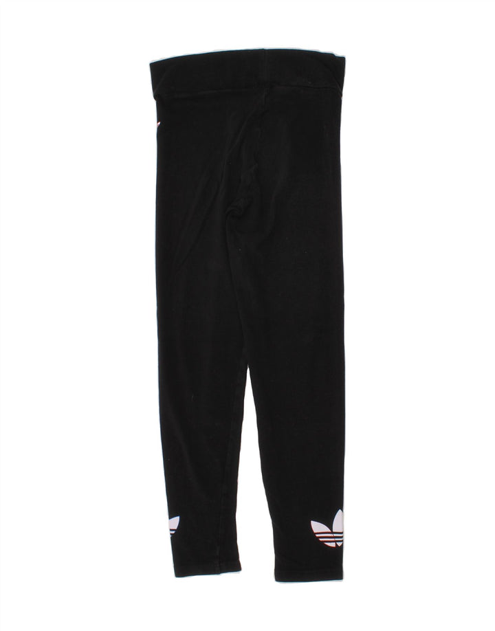 ADIDAS Girls Graphic Leggings 9-10 Years Black Vintage Adidas and Second-Hand Adidas from Messina Hembry 